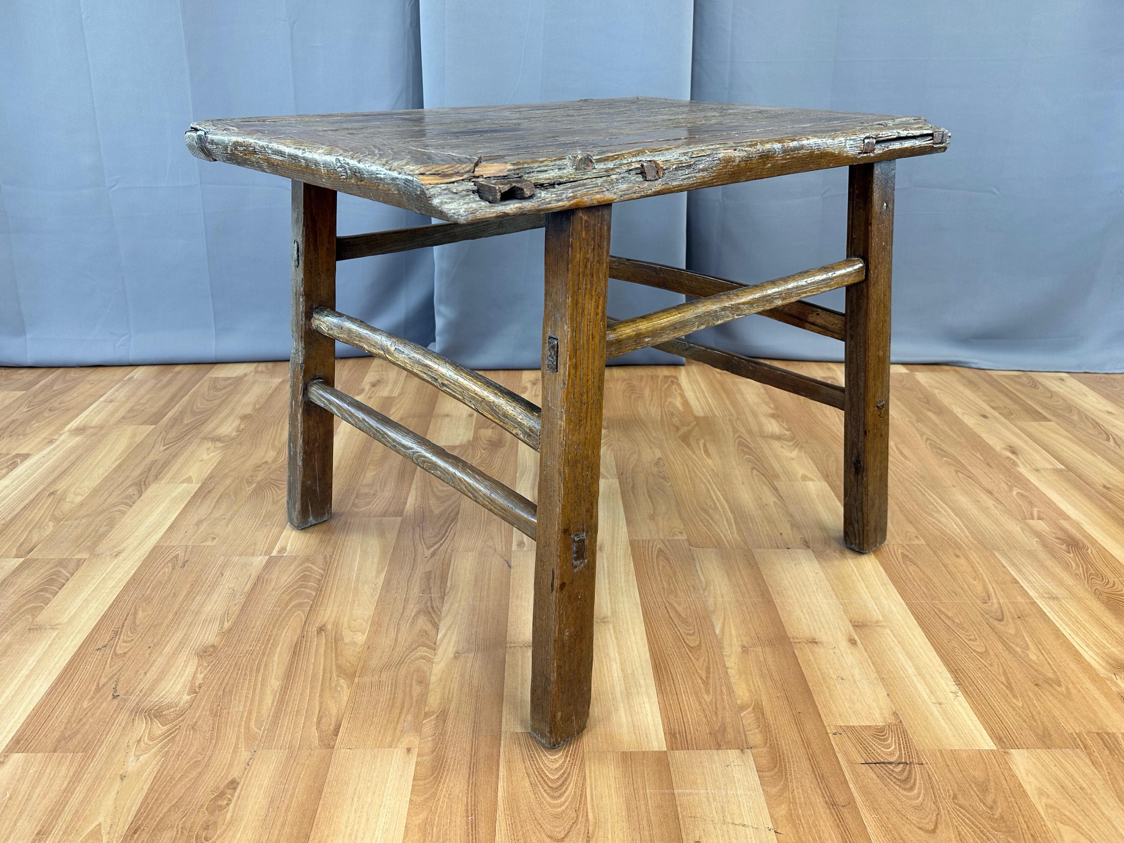 Antique Chinese Rustic Elm Wood Altar Table or Work Table, c. 1875 5