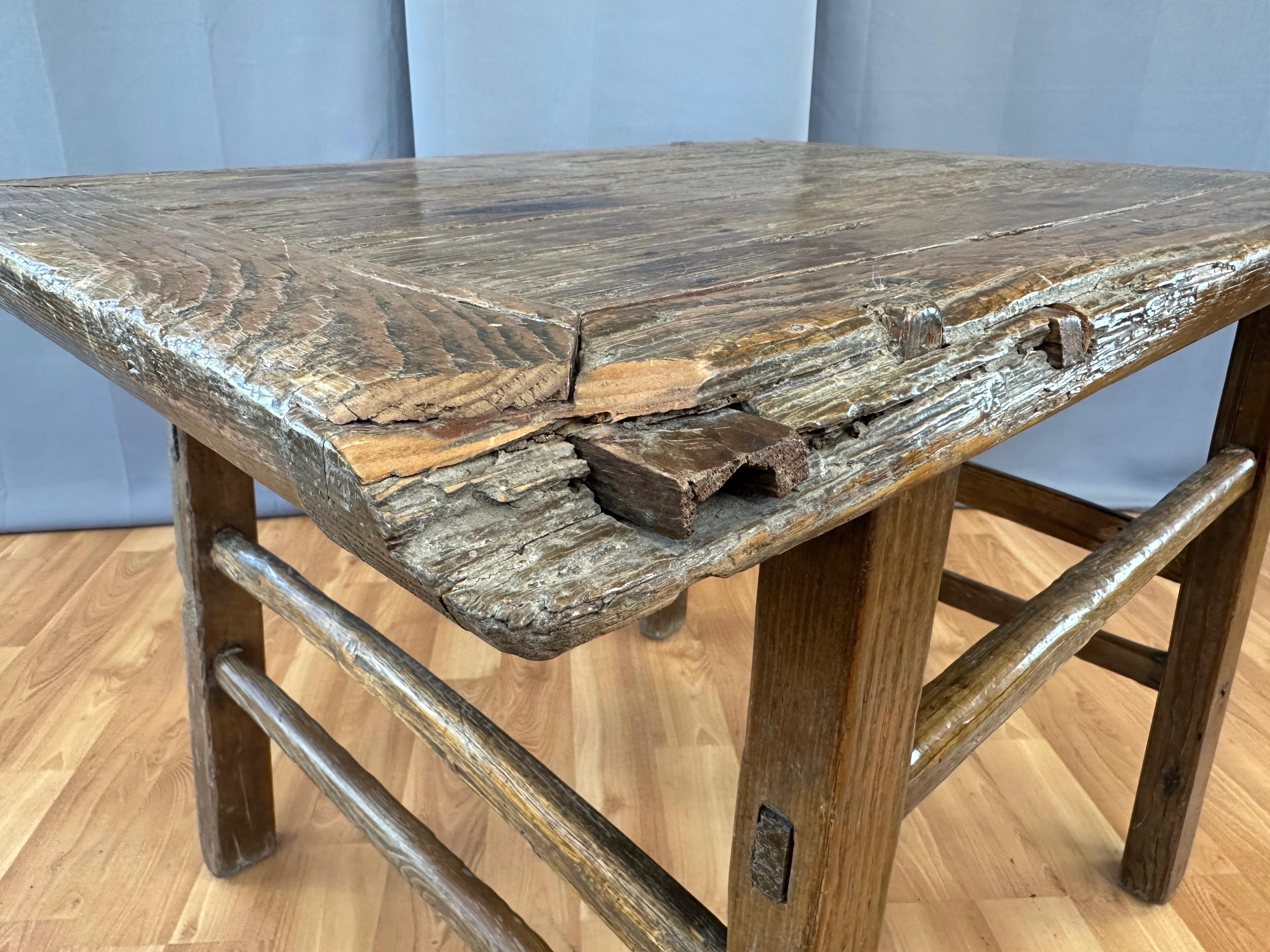 Antique Chinese Rustic Elm Wood Altar Table or Work Table, c. 1875 6