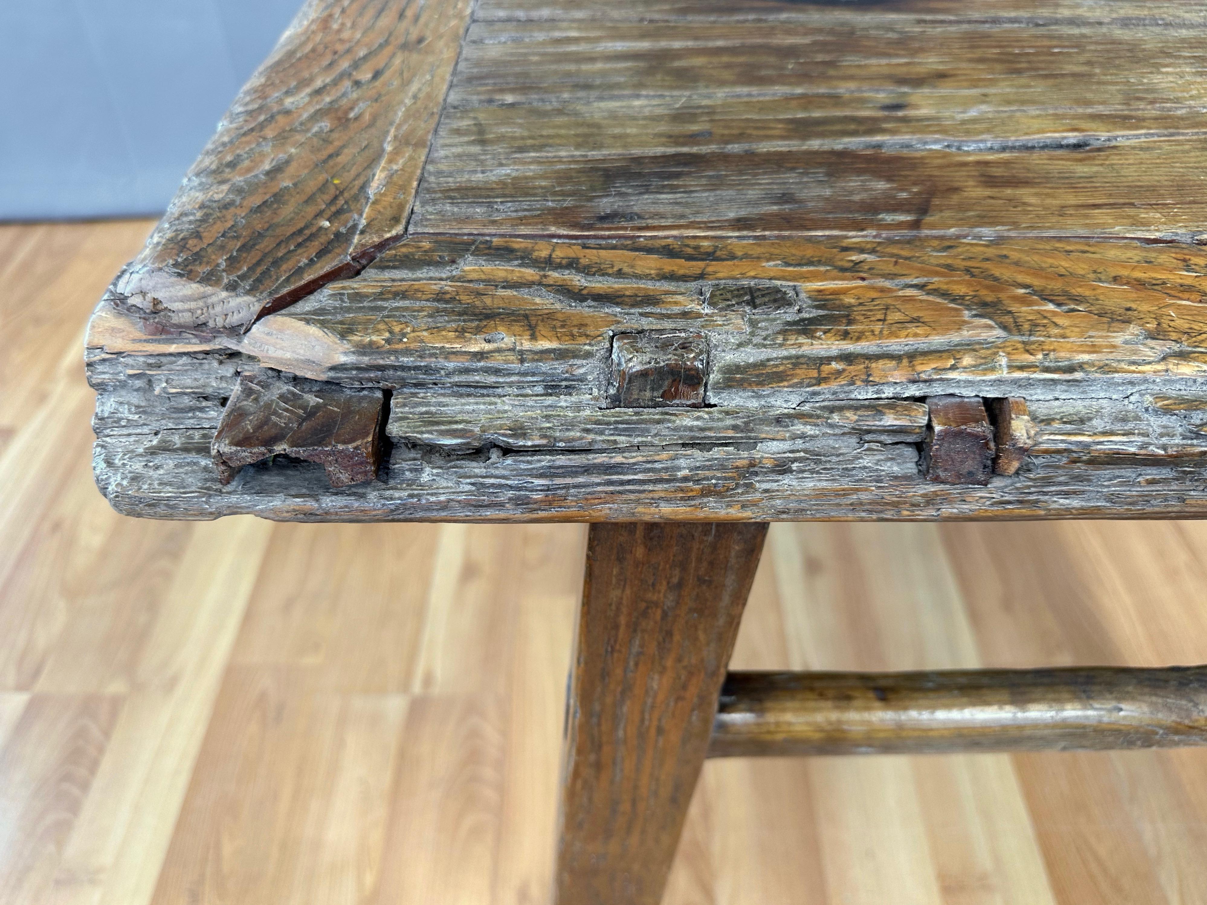 Antique Chinese Rustic Elm Wood Altar Table or Work Table, c. 1875 7