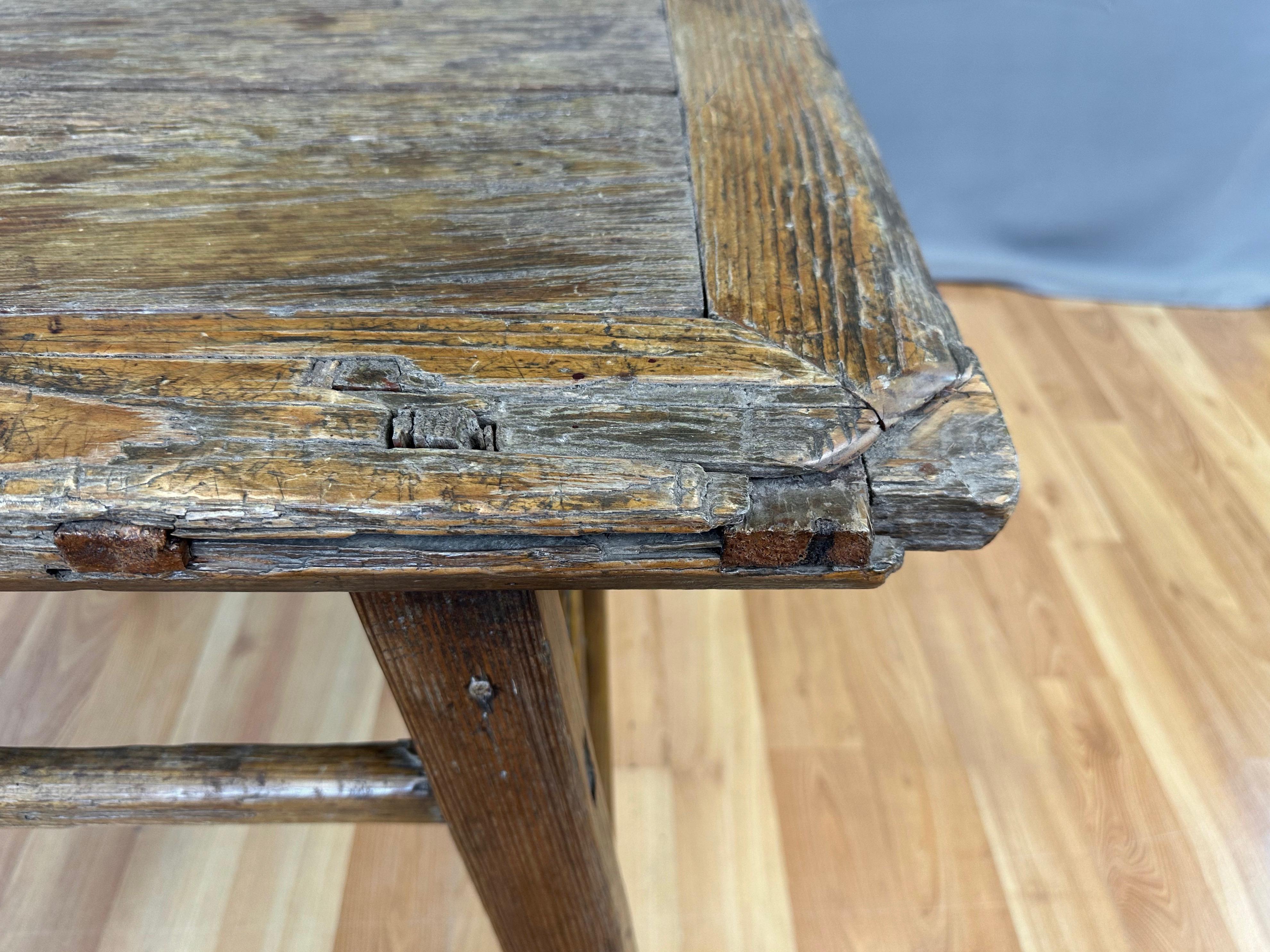Antique Chinese Rustic Elm Wood Altar Table or Work Table, c. 1875 9