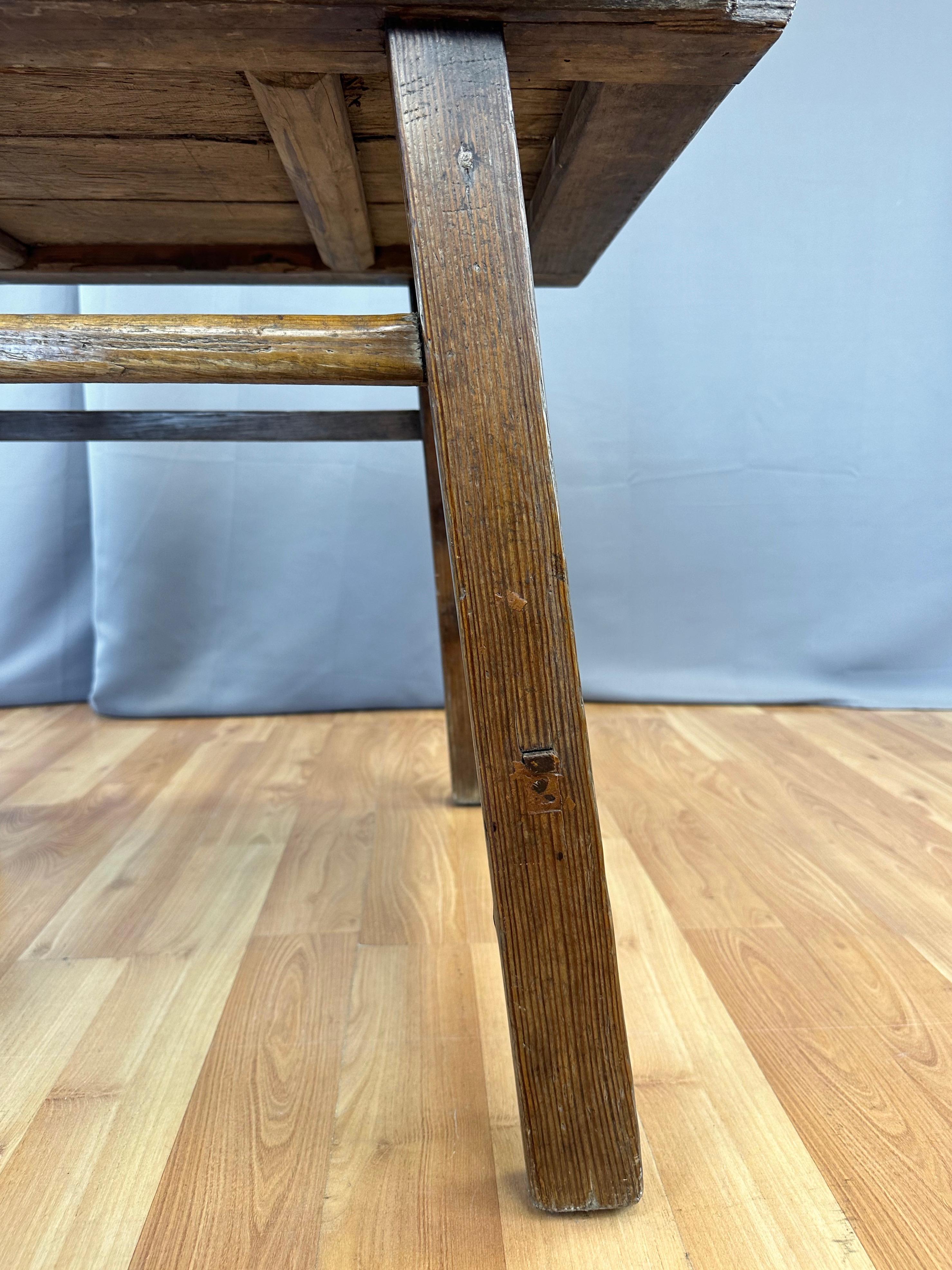 Antique Chinese Rustic Elm Wood Altar Table or Work Table, c. 1875 10