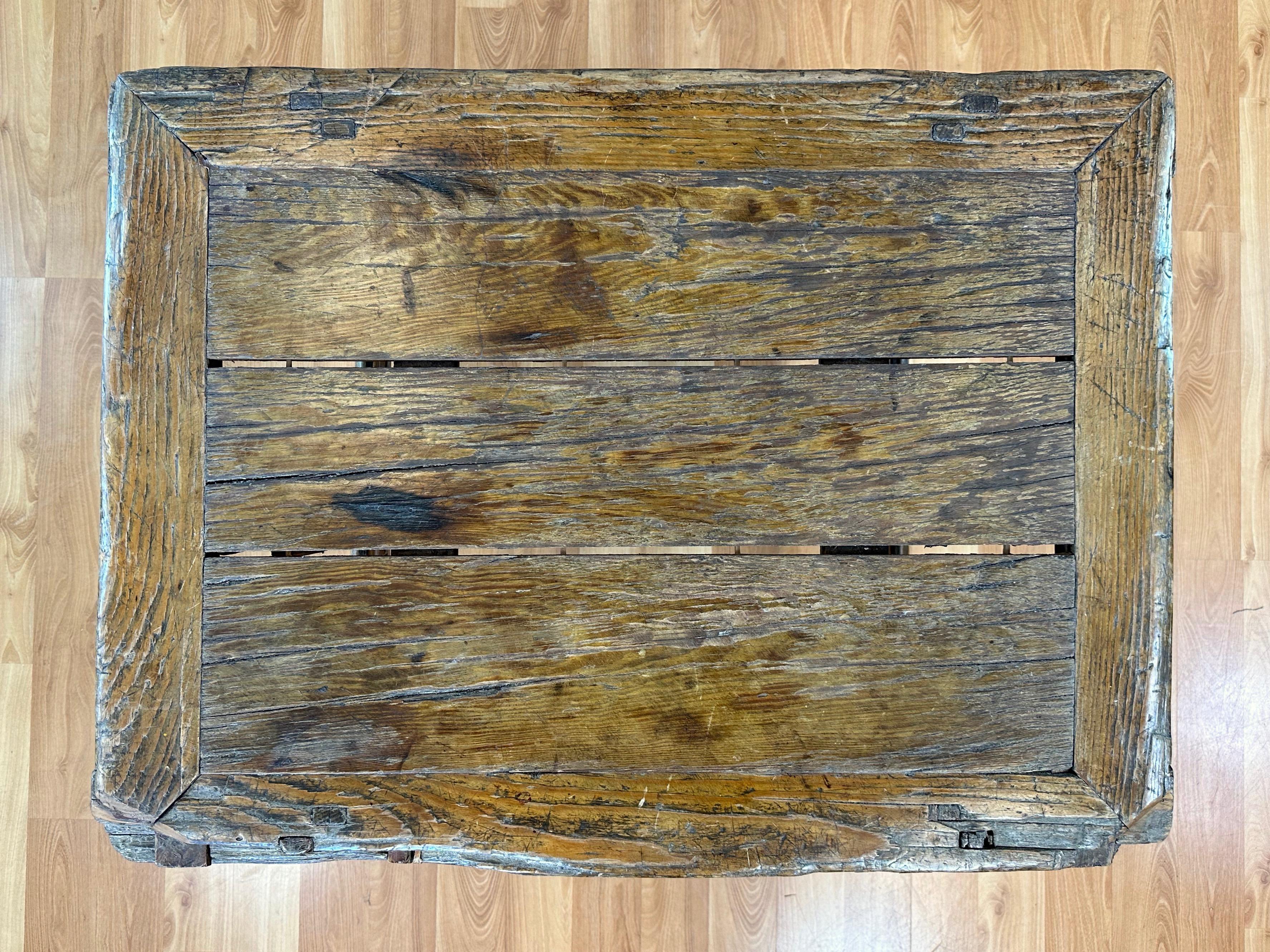 Antique Chinese Rustic Elm Wood Altar Table or Work Table, c. 1875 11