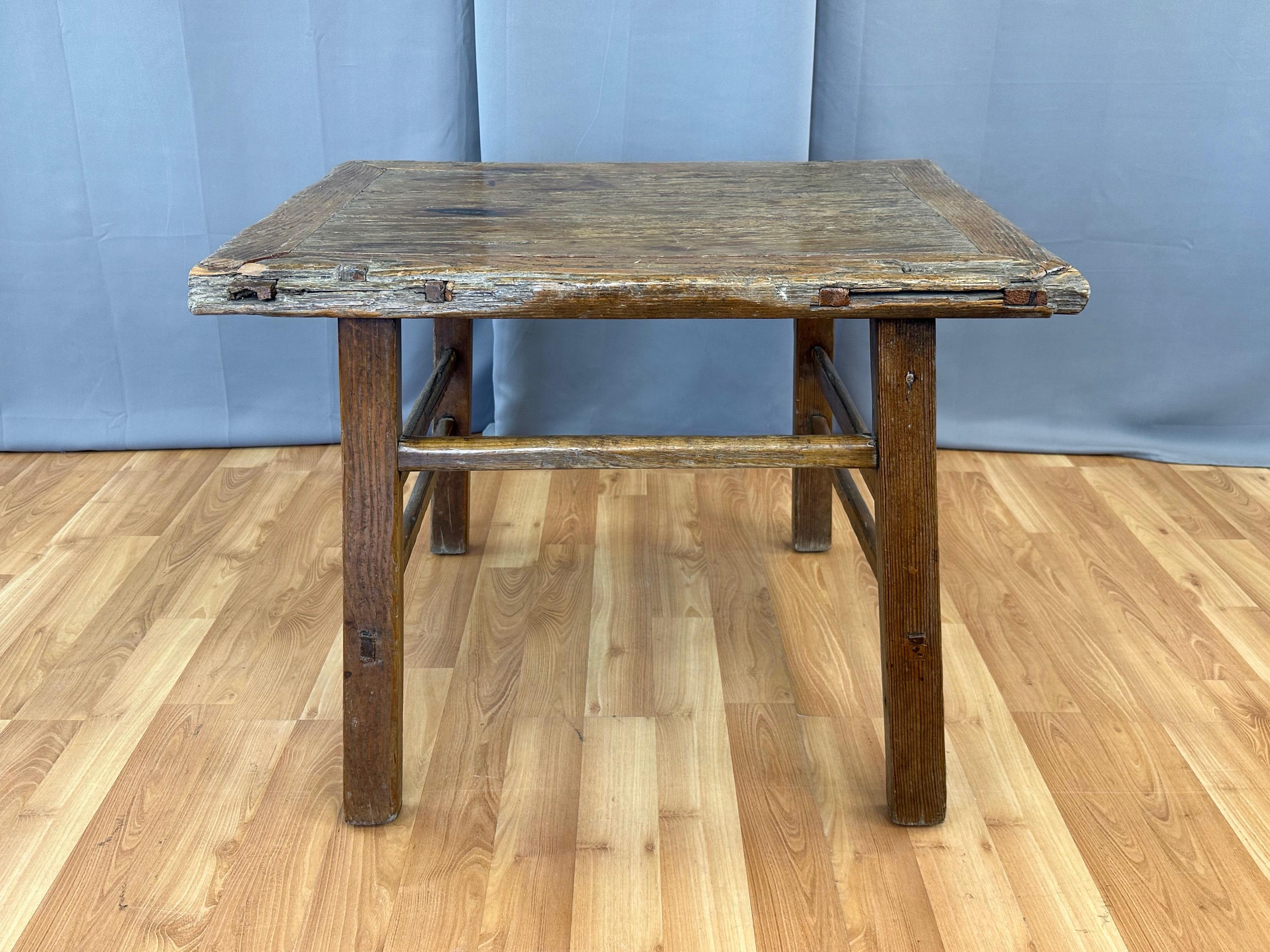 Hand-Crafted Antique Chinese Rustic Elm Wood Altar Table or Work Table, c. 1875