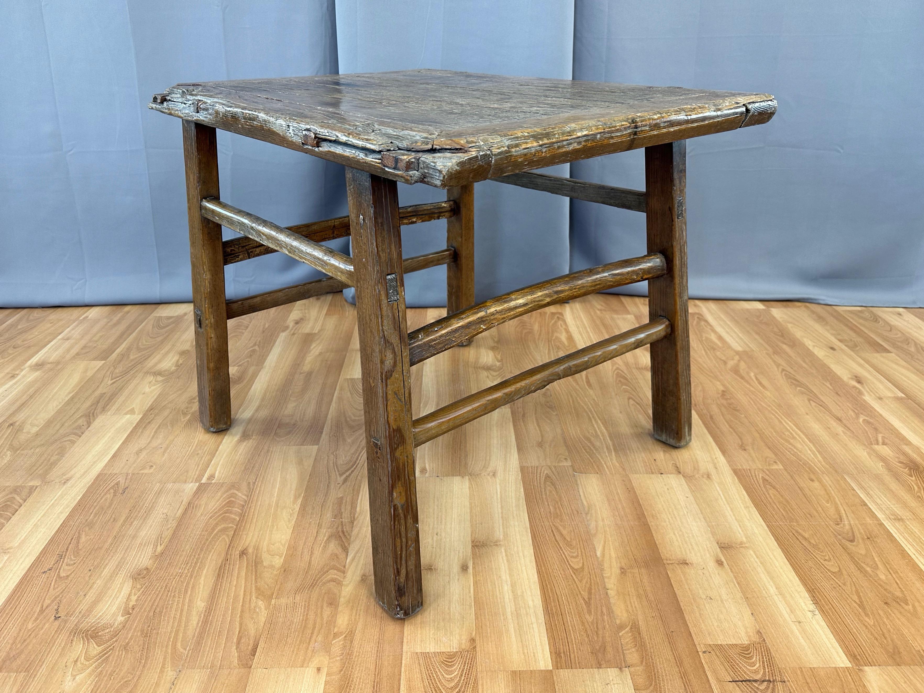 Antique Chinese Rustic Elm Wood Altar Table or Work Table, c. 1875 In Good Condition In San Francisco, CA