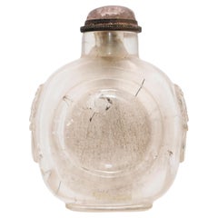 Antique Chinese Rutilated Quartz Carved Snuff Bottle