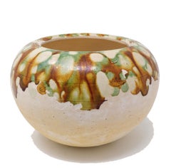 Antique Chinese Sancai Glazed Ceramic Alms Bowl, Tang Dynasty
