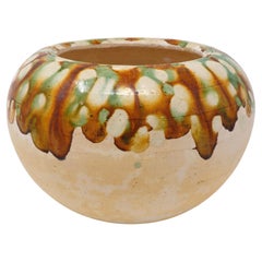Antique Chinese Sancai Glazed Ceramic Alms Bowl, Tang Dynasty