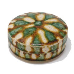 Antique Chinese Sancai Glazed Ceramic Box and Cover, Tang Dynasty