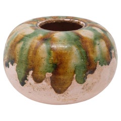 Antico vaso cinese in ceramica smaltata Sancai