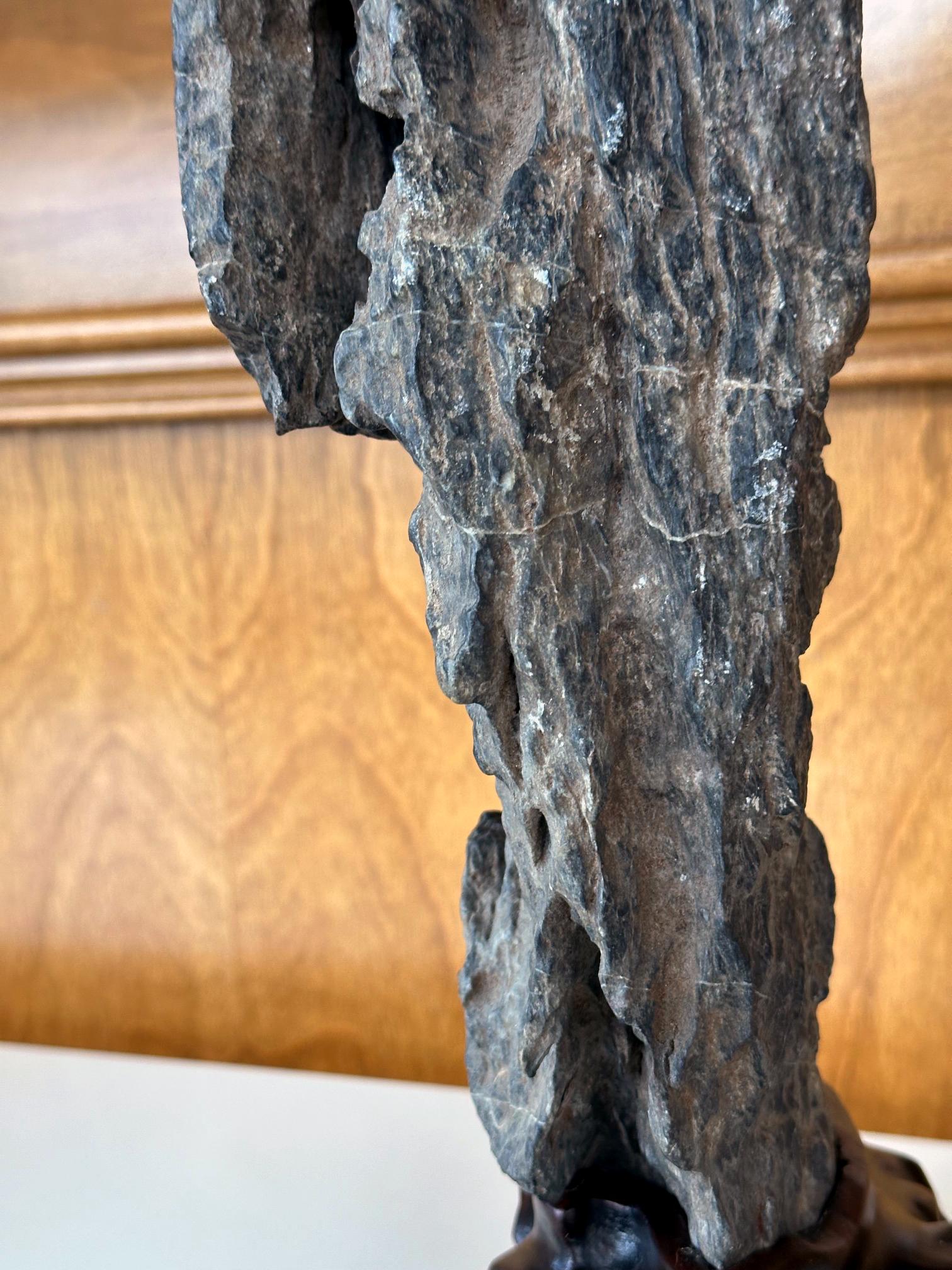 Antike chinesische Gelehrte Rock Yingde Stein auf Display Stand im Angebot 9
