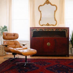 Antique Chinese Scholar's Bookcase Carved Red Sideboard