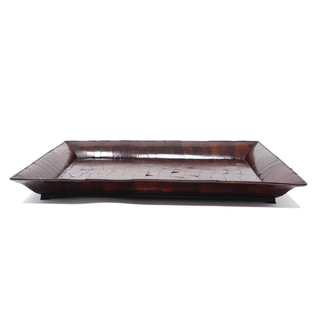 Carved Antique Chinese Scholars’ Incense Tray of Coconut Wood For Sale