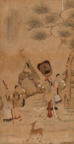 Antique Chinese School Painting On Silk 19th Century 