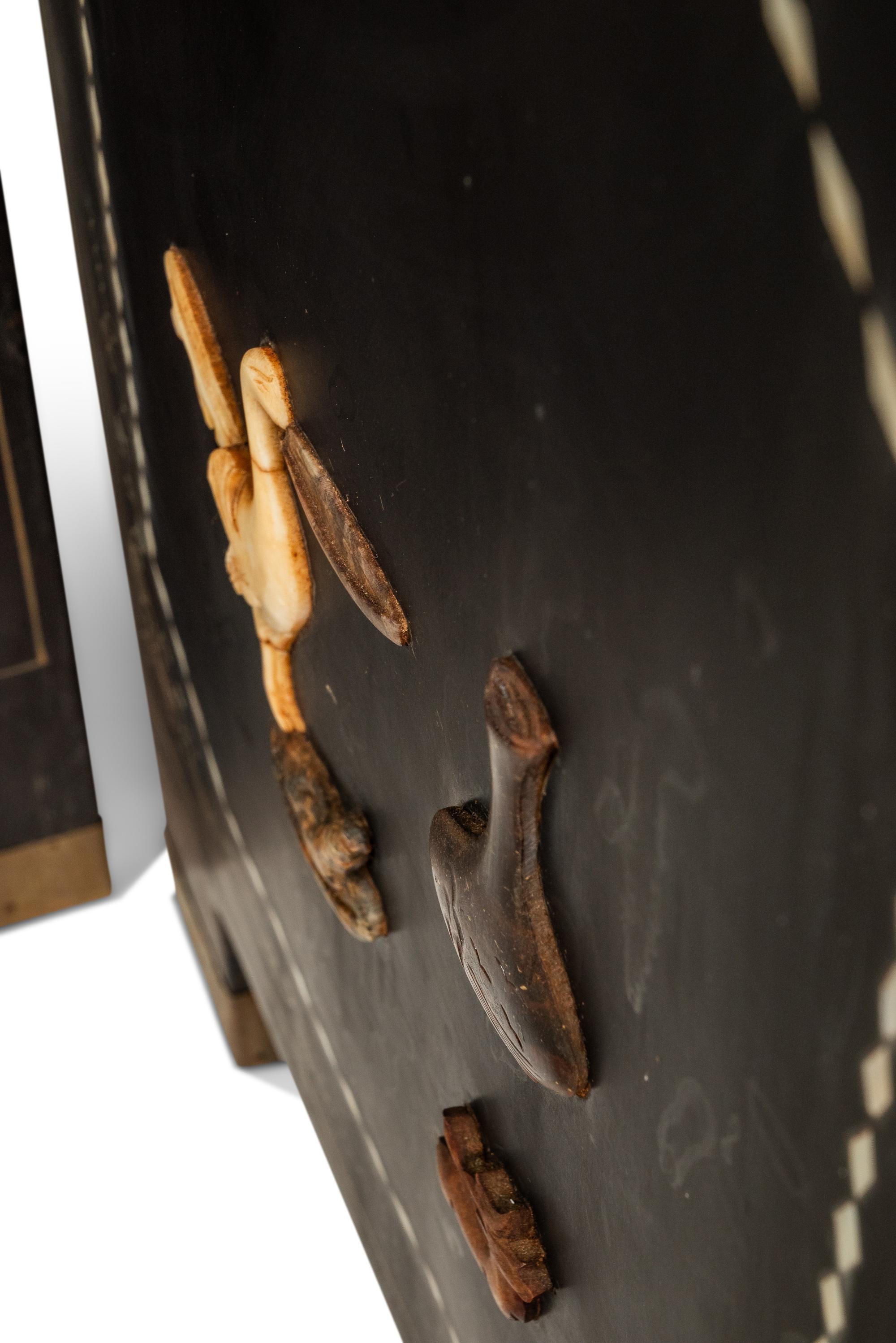 Biombo chino antiguo con piedra dura tallada, China, c. 1950 en venta 9