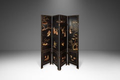 Antique Chinese Screen Room Divider w/ Carved Hardstone, China, c. 1950s