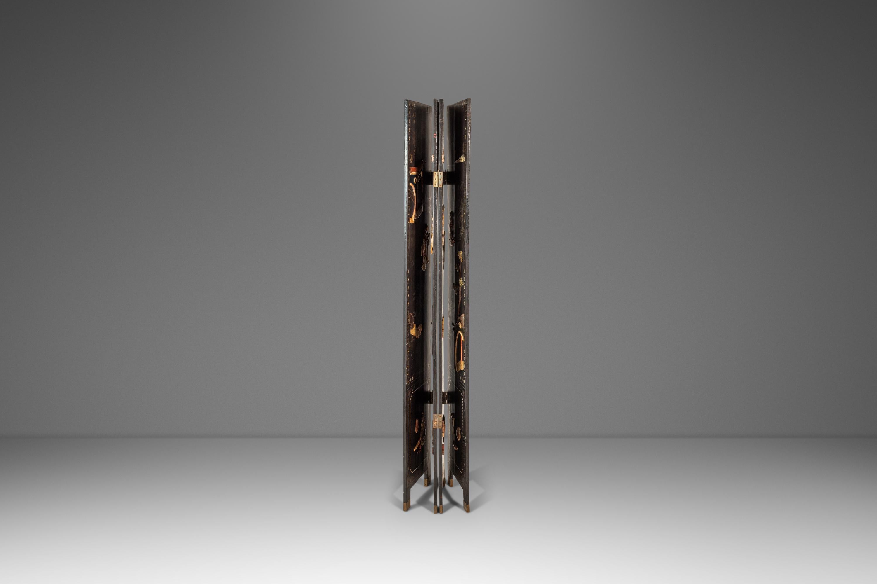 Biombo chino antiguo con piedra dura tallada, China, c. 1950 Chino en venta