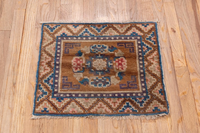Antique Chinese Seating Mat, Brown Tones, Purple and Blue Accents, circa  1910s For Sale at 1stDibs