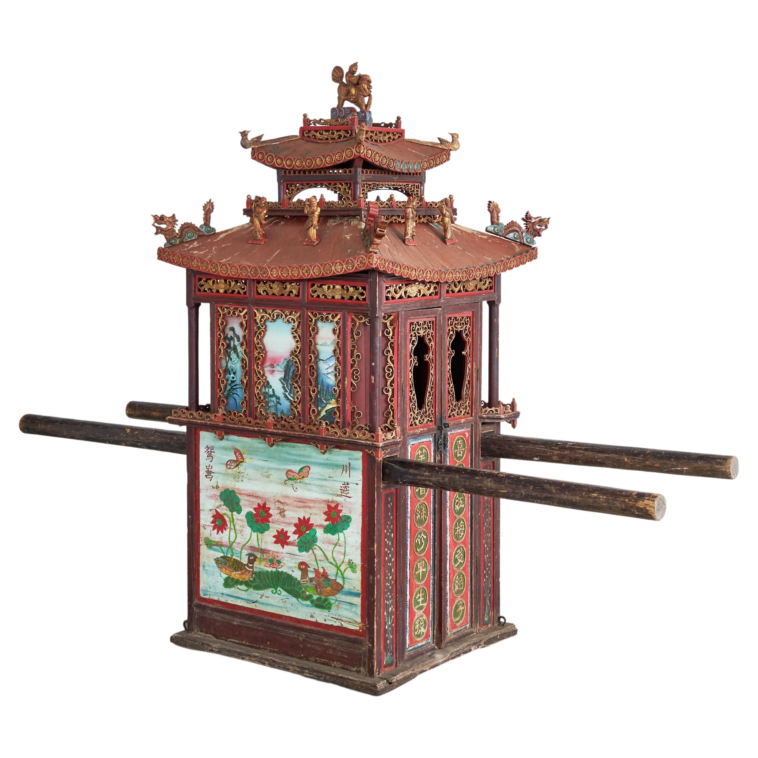 Antique Chinese Sedan Chair, 1890s For Sale