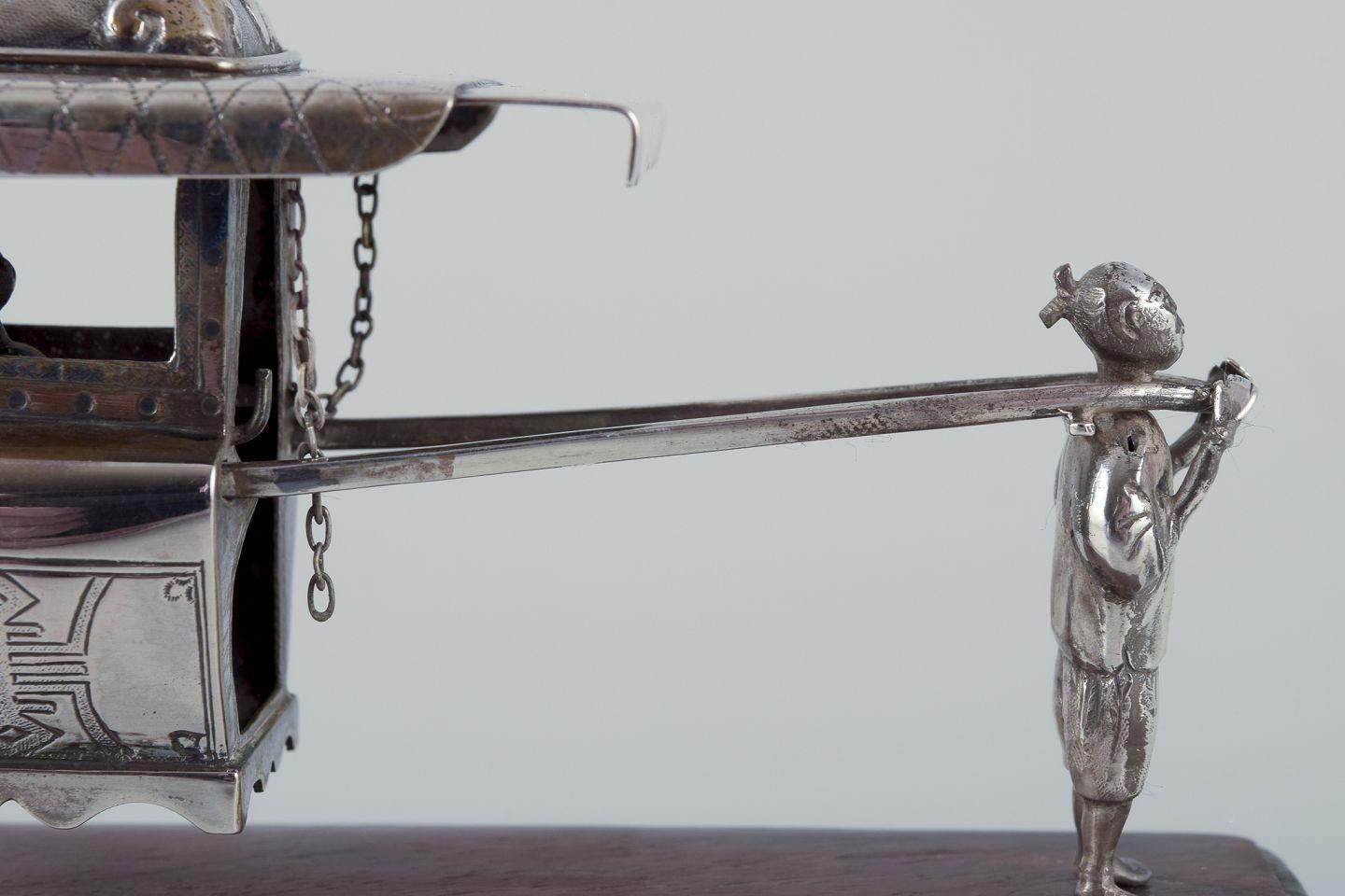 Early 20th Century Antique Chinese Sedan Chair Carriage Sterling Silver. Ca. 1920s For Sale