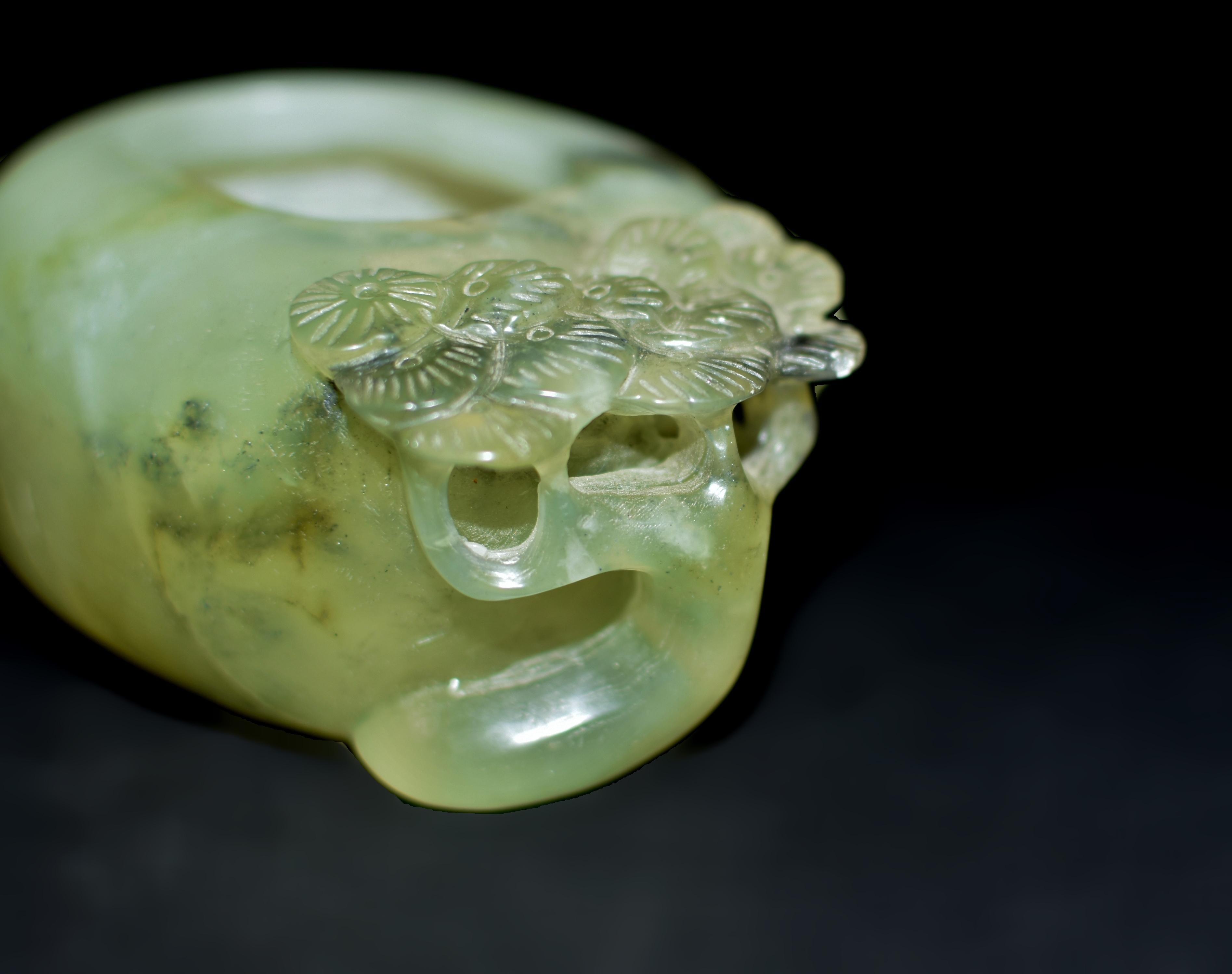Antique Chinese Serpentine Gemstone Bowl Wash Calligraphy Watercolor 5