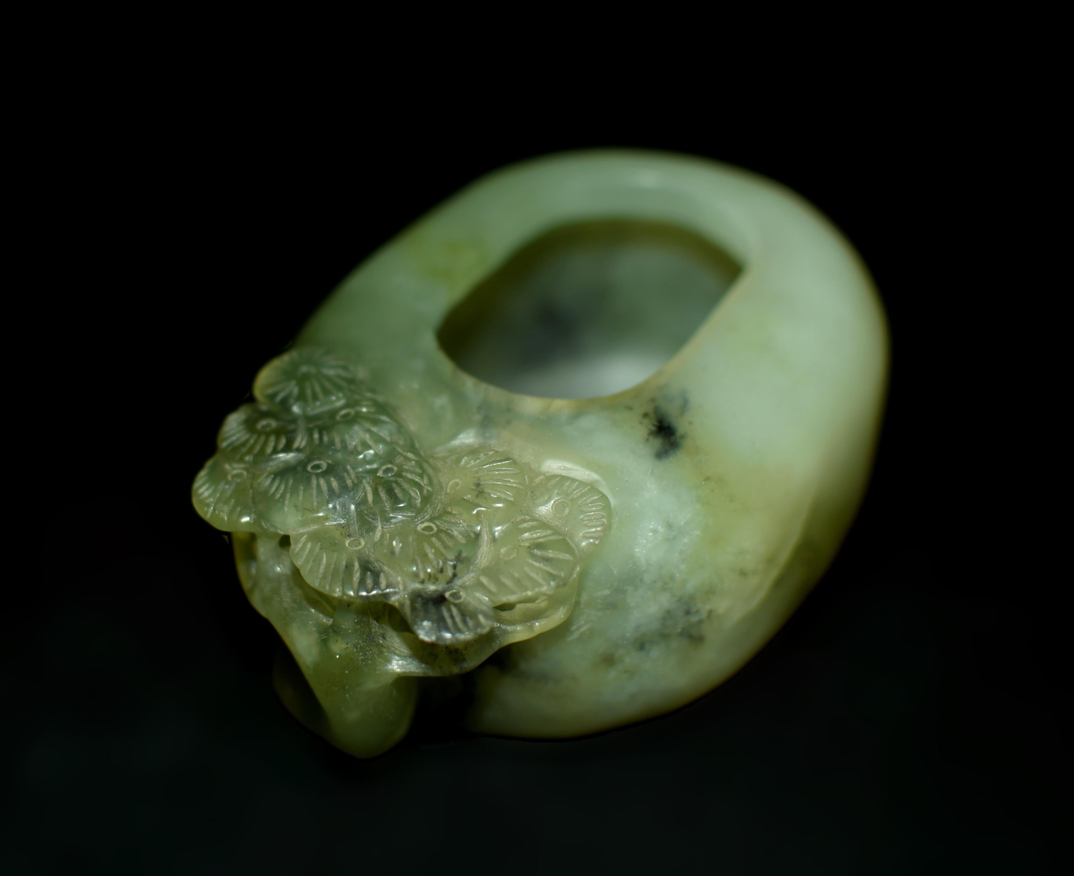 Antique Chinese Serpentine Gemstone Bowl Wash Calligraphy Watercolor 6