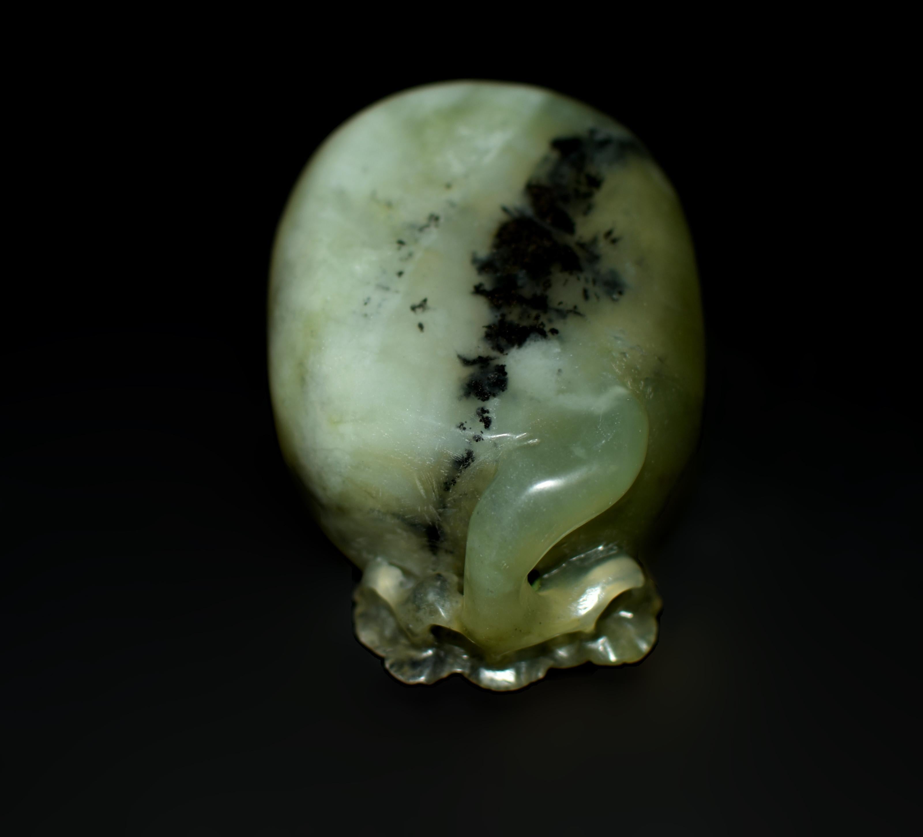 Antique Chinese Serpentine Gemstone Bowl Wash Calligraphy Watercolor 7