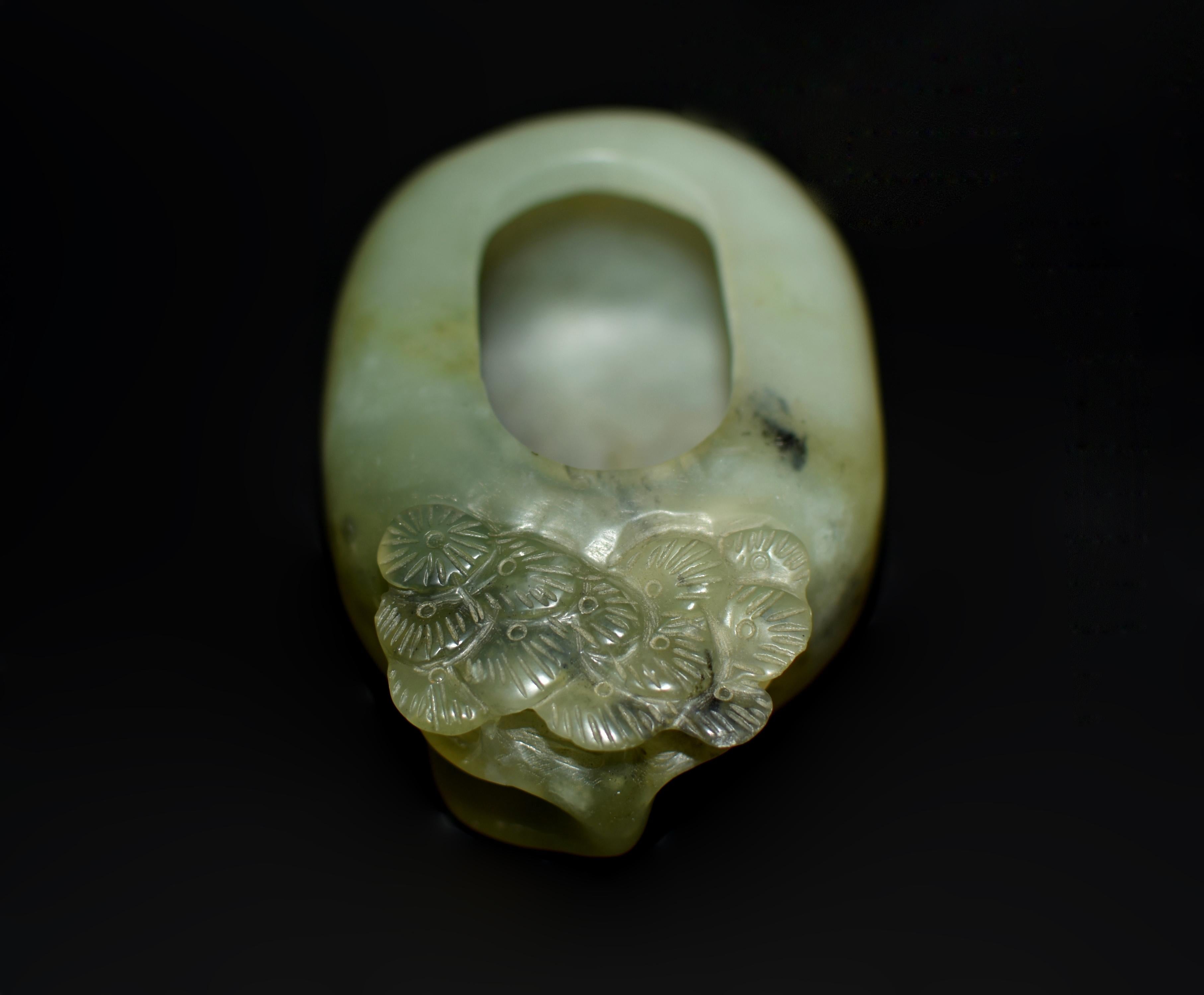 Hand-Carved Antique Chinese Serpentine Gemstone Bowl Wash Calligraphy Watercolor