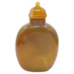 Antique Chinese Shadow Agate Cameo Relief Carved Snuff Bottle Scholar Qing 19c