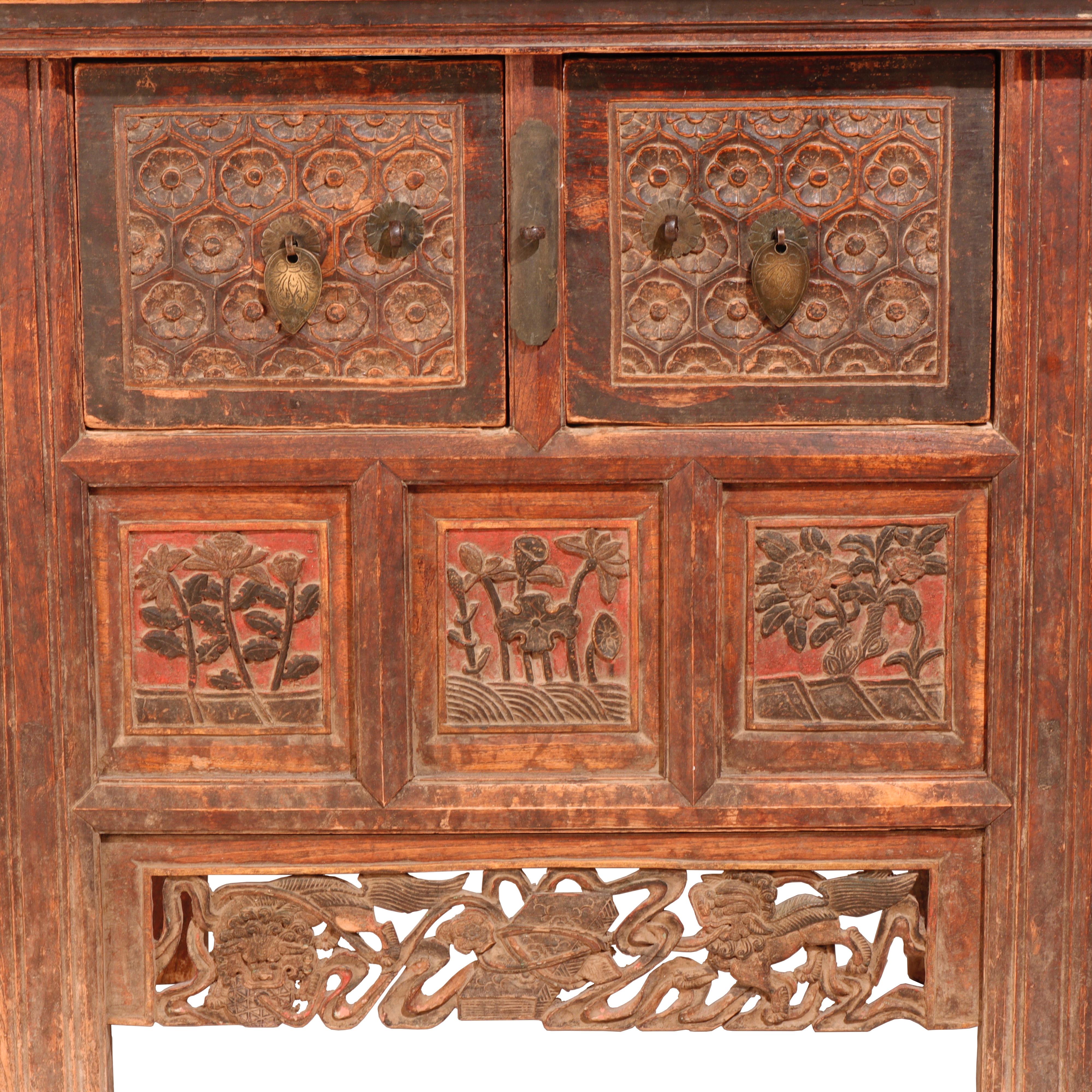 19th Century Antique Chinese Shanxi 2 - Drawer Cabinet For Sale