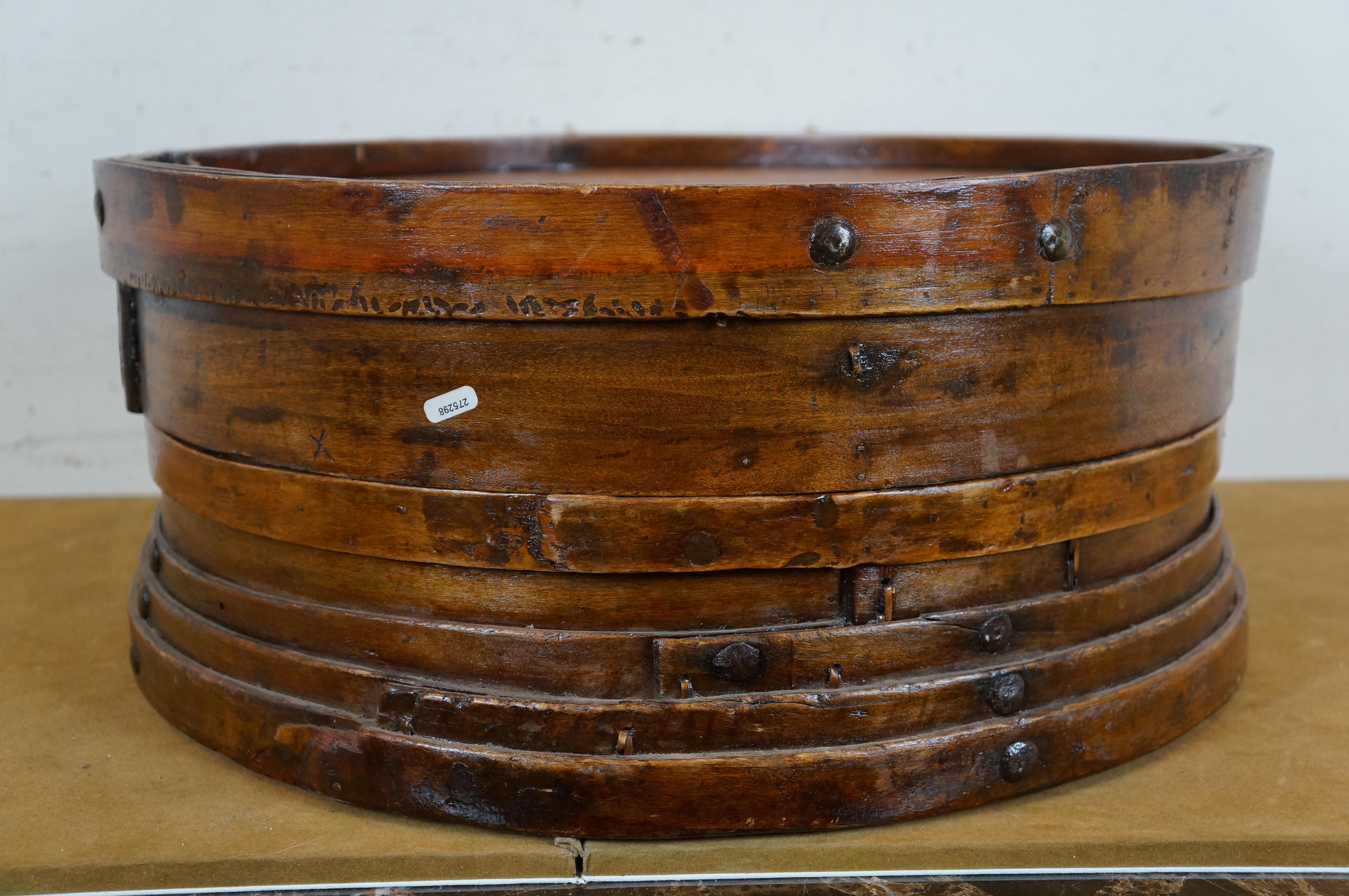 20th Century Antique Chinese Shanxi Round Bentwood Dumpling Serving Steamer Box 20