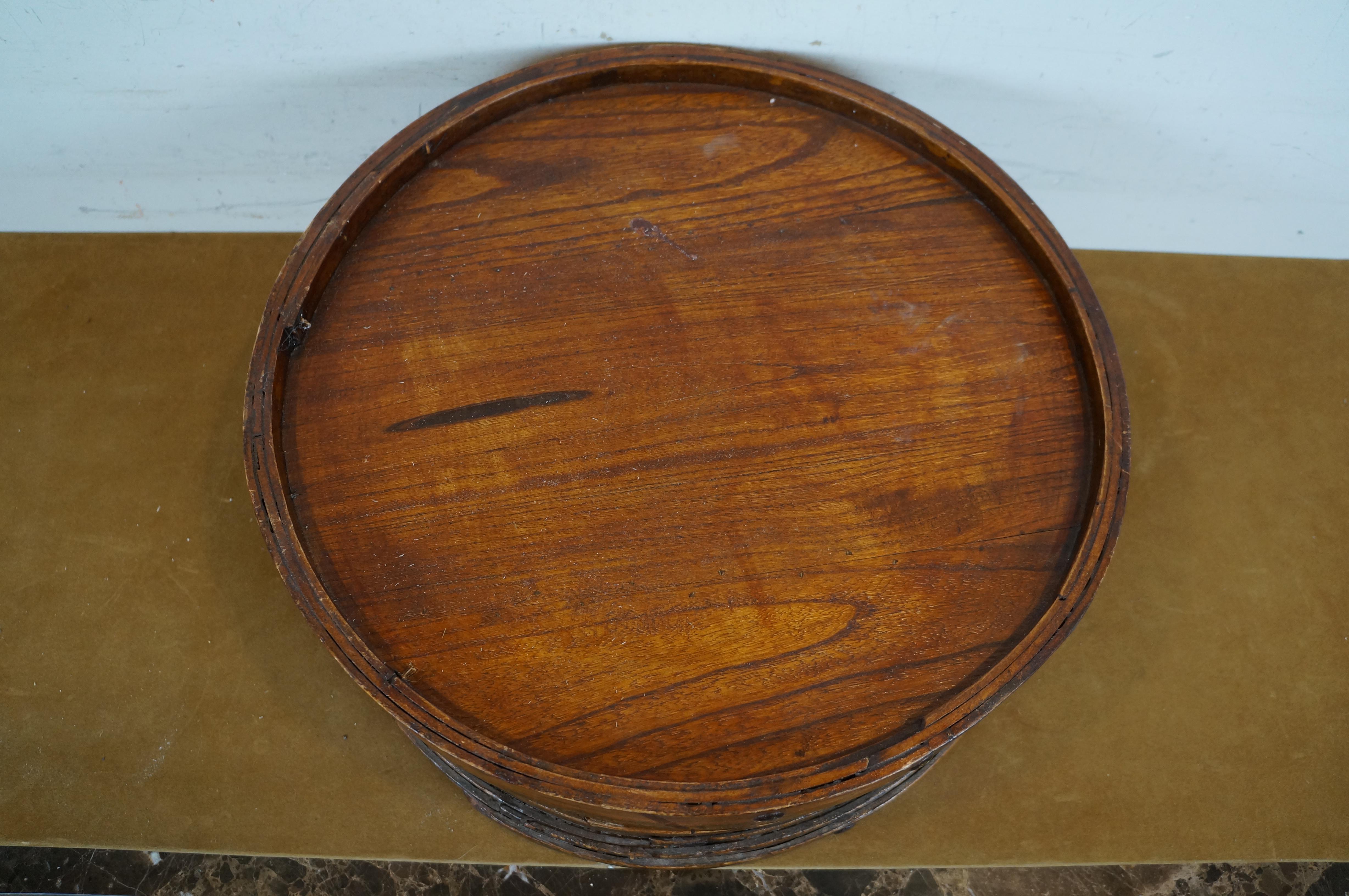 Antique Chinese Shanxi Round Bentwood Dumpling Serving Steamer Box 20