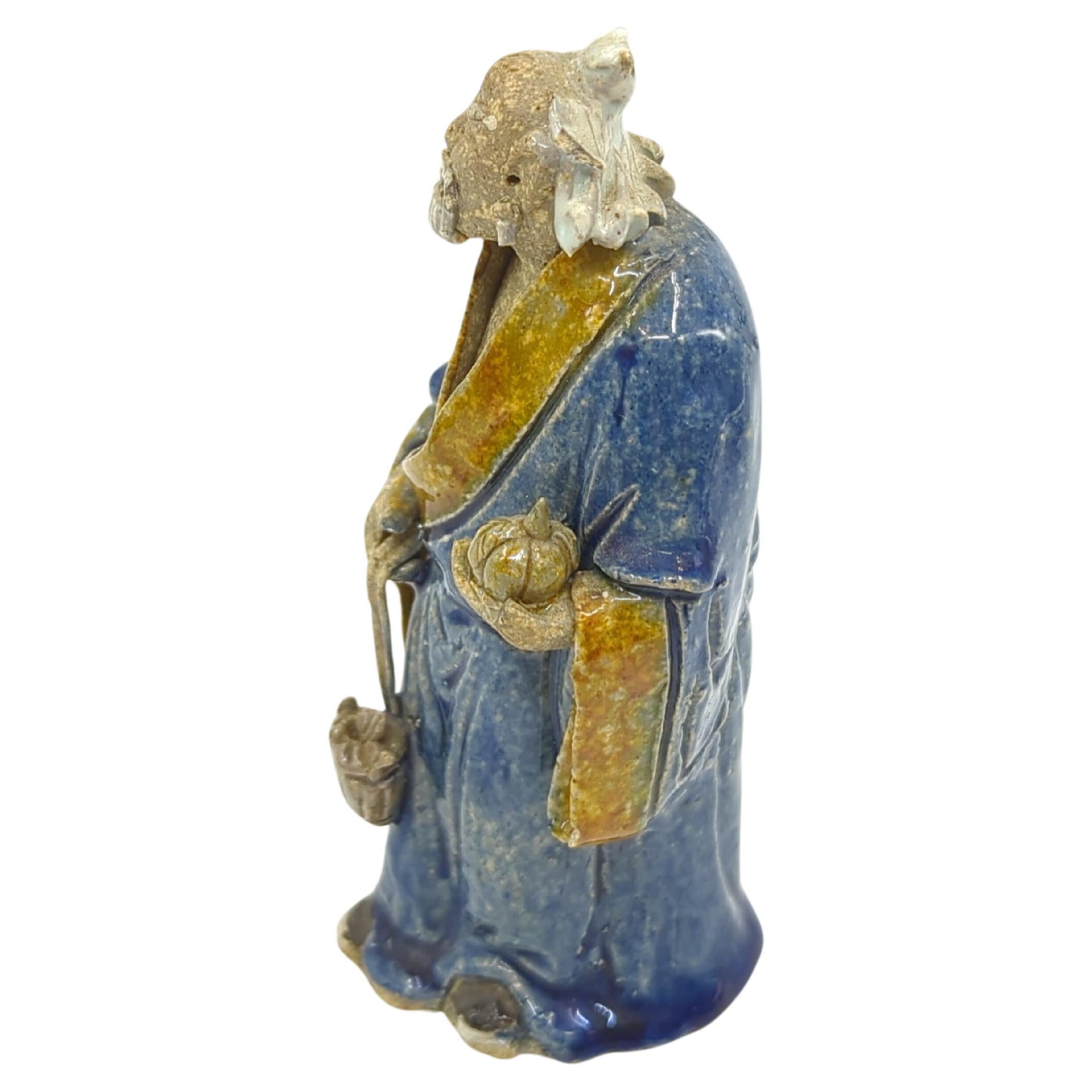 Antike chinesische Shiwan/Shekwan Schlammmantel-Figur eines Gelehrten, Figur, um 1900 (Chinesisch) im Angebot