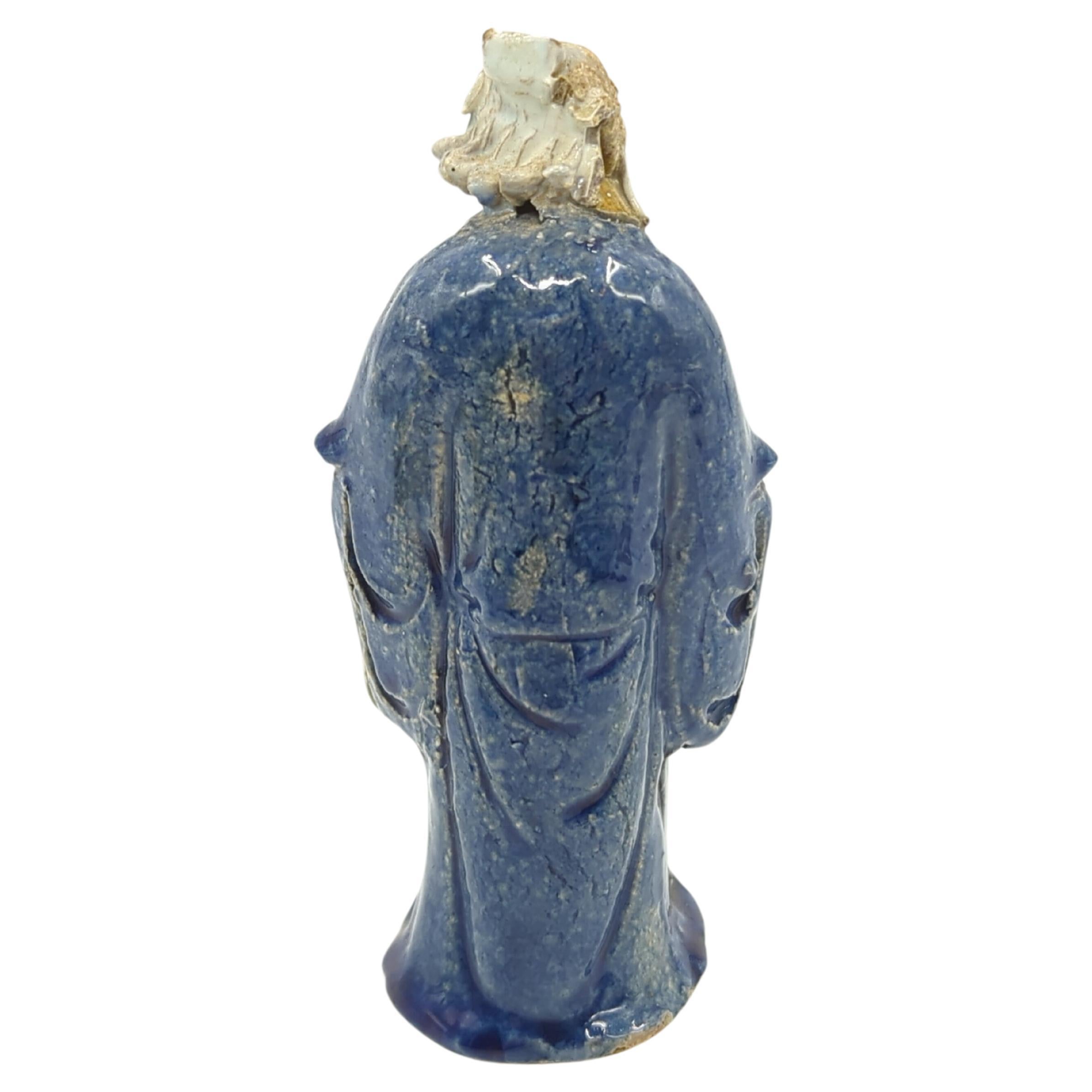 Antike chinesische Shiwan/Shekwan Schlammmantel-Figur eines Gelehrten, Figur, um 1900 (Handgefertigt) im Angebot