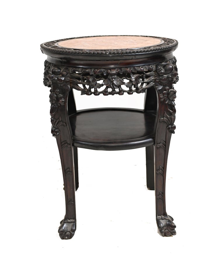 Antique Chinese Side Table Carved Hardwood, 1860 For Sale at 1stDibs