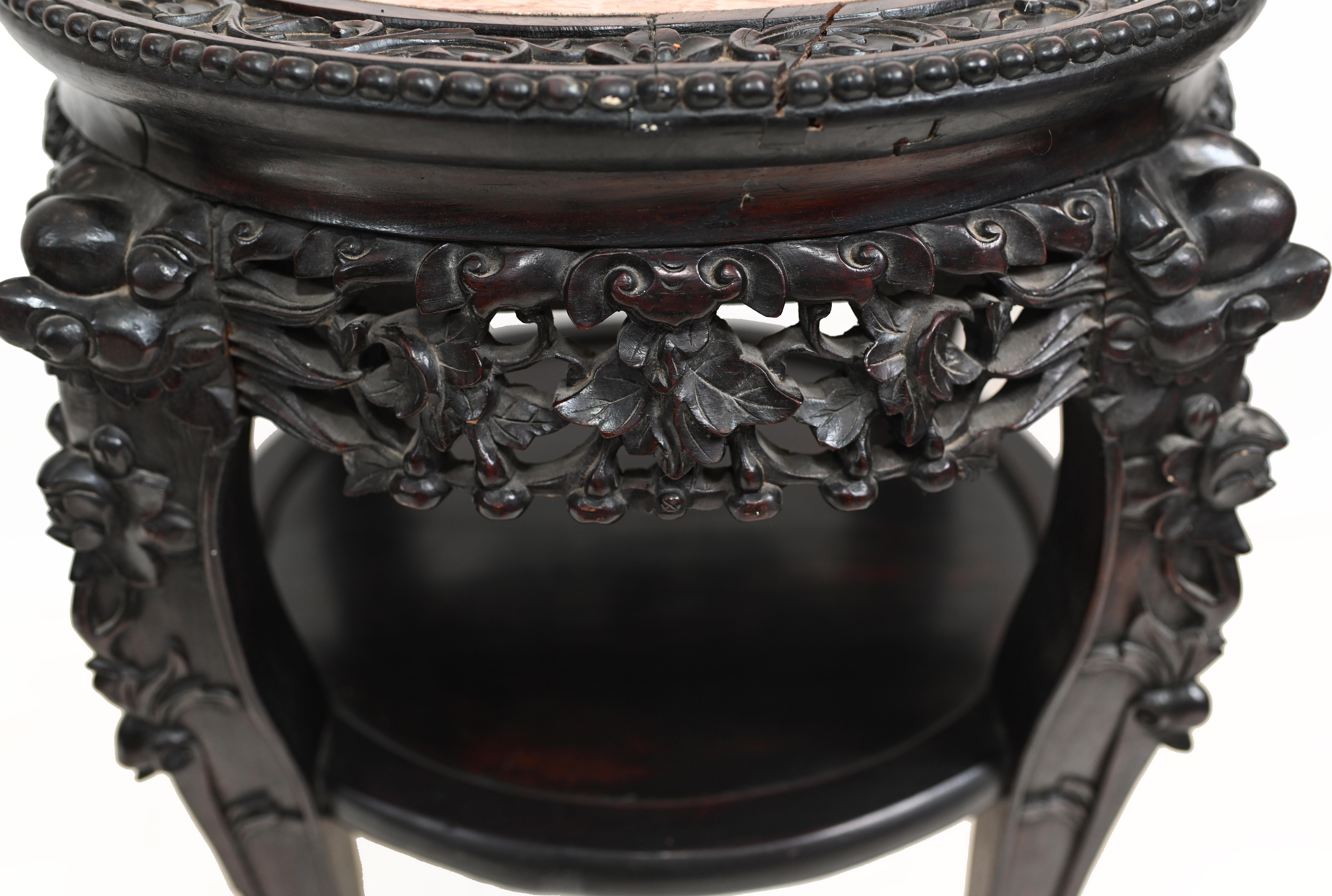 Antique Chinese Side Table Carved Hardwood, 1860 For Sale 1