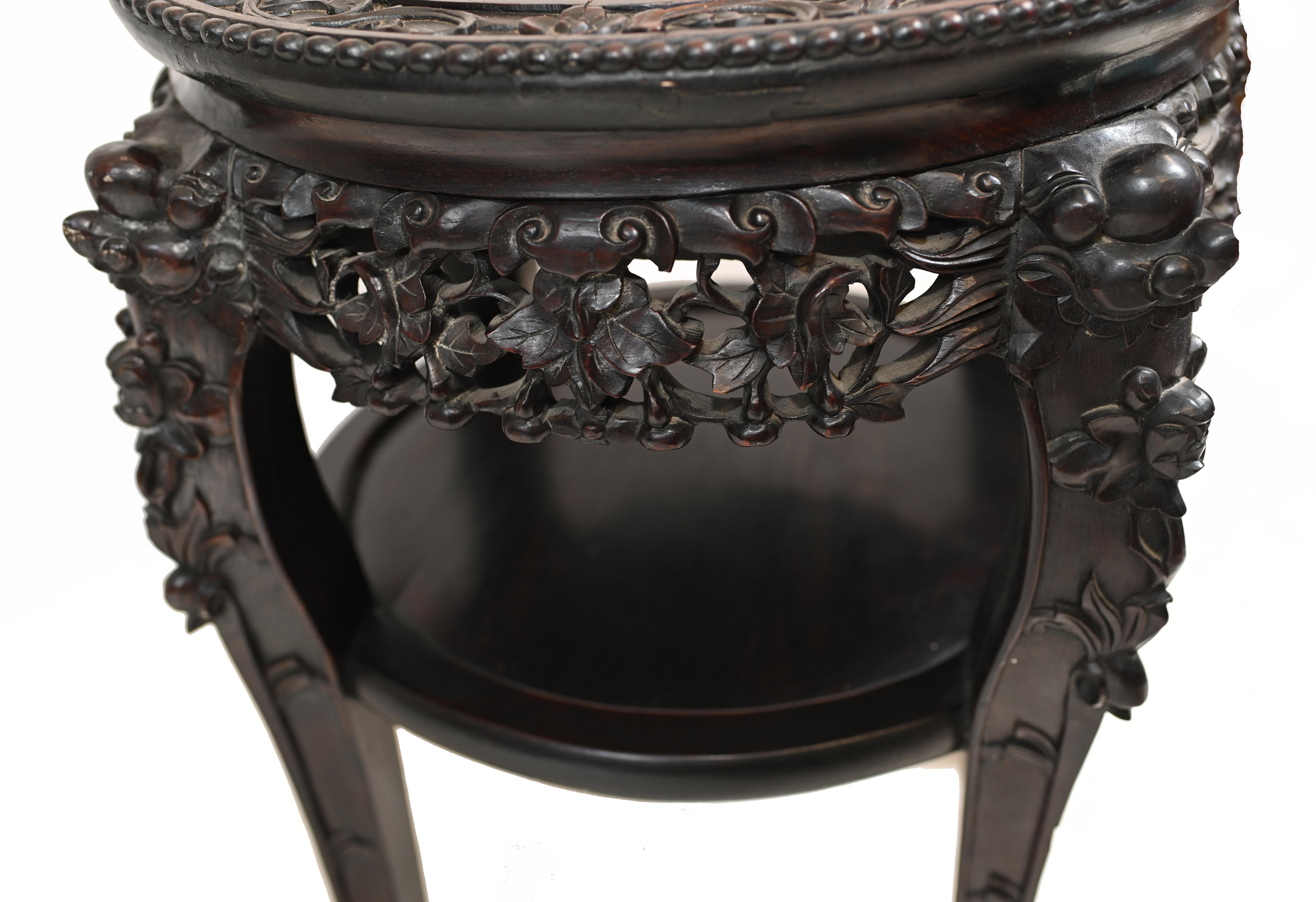 Antique Chinese Side Table Carved Hardwood, 1860 For Sale 5