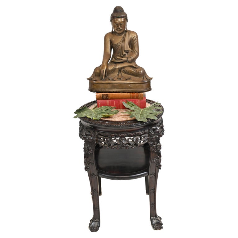 Antique Chinese Side Table Carved Hardwood, 1860 For Sale at 1stDibs