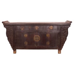 20th Century Chinese Carved Elm Sideboard