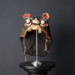 Antique Chinese Silk Embroidered Tiger Hat, 19th Century Textile Cap