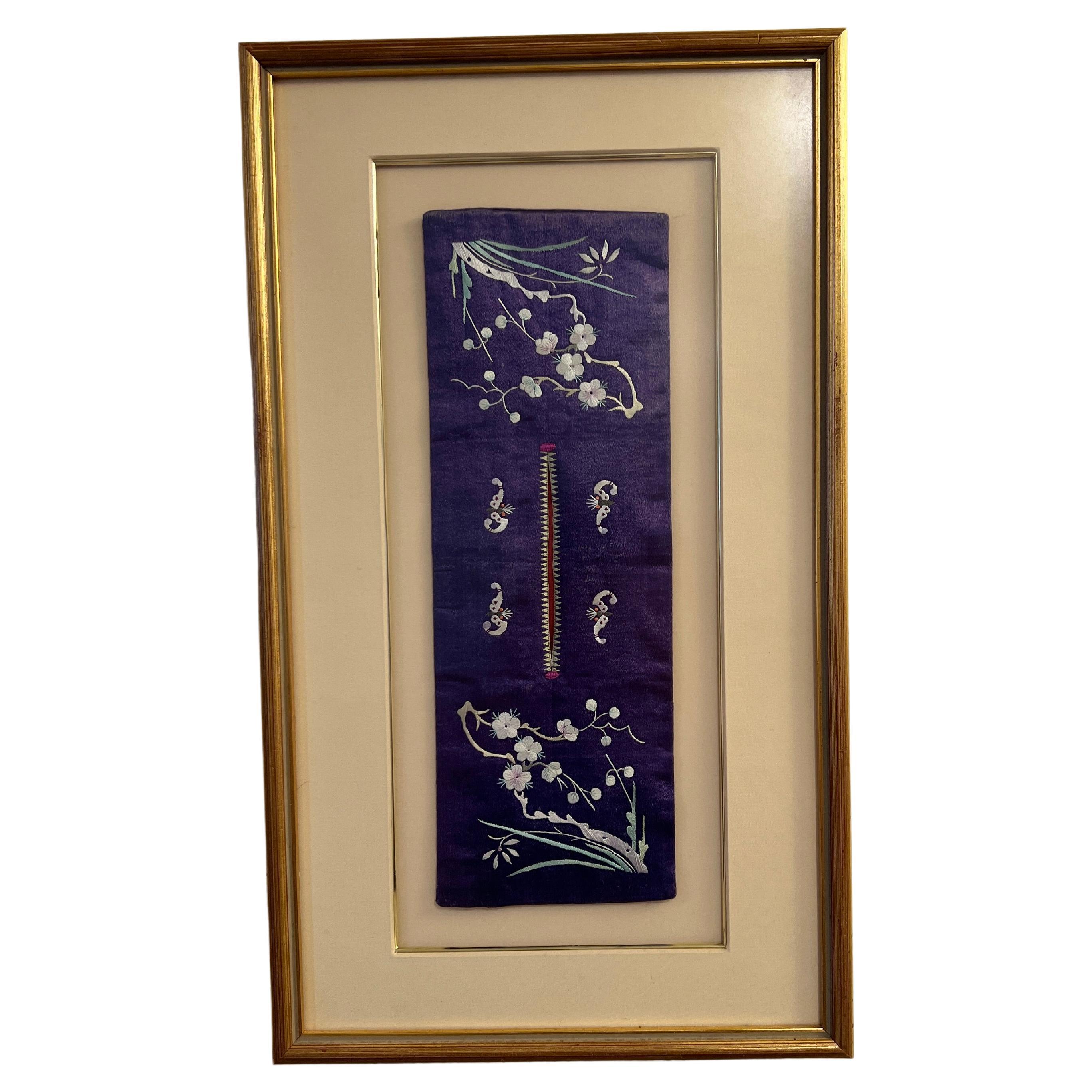 Antique Chinese Silk Embroidery Manchurian Robe Panel Qing Dynasty (1644-1911) For Sale