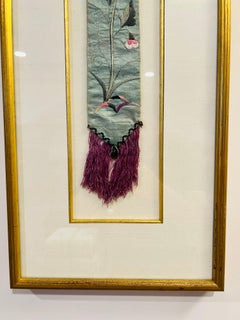 Antique Chinese Silk Embroidery Sleeve Band Panel Qing Dynasty (1644-1911)