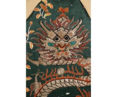 Antique Chinese Silk Robe Fragment with Dragon and Dog