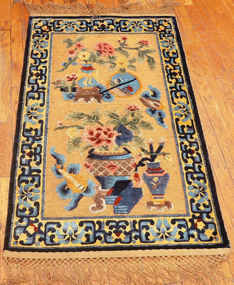 Antique Chinese silk rug, size: 2'6