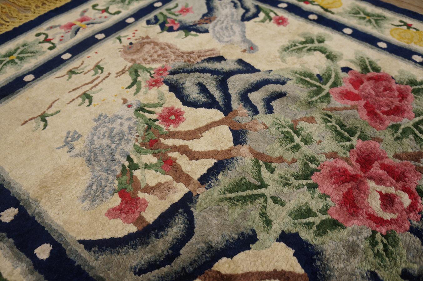 Antique Chinese Silk Rug 3' 2'' x 5' 2'' For Sale 4