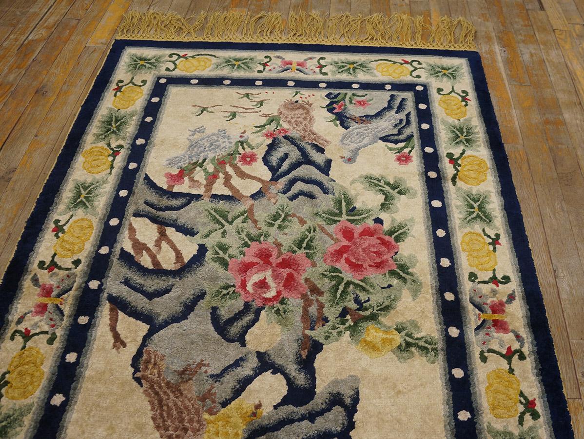 Antique Chinese Silk Rug 3' 2'' x 5' 2'' For Sale 9