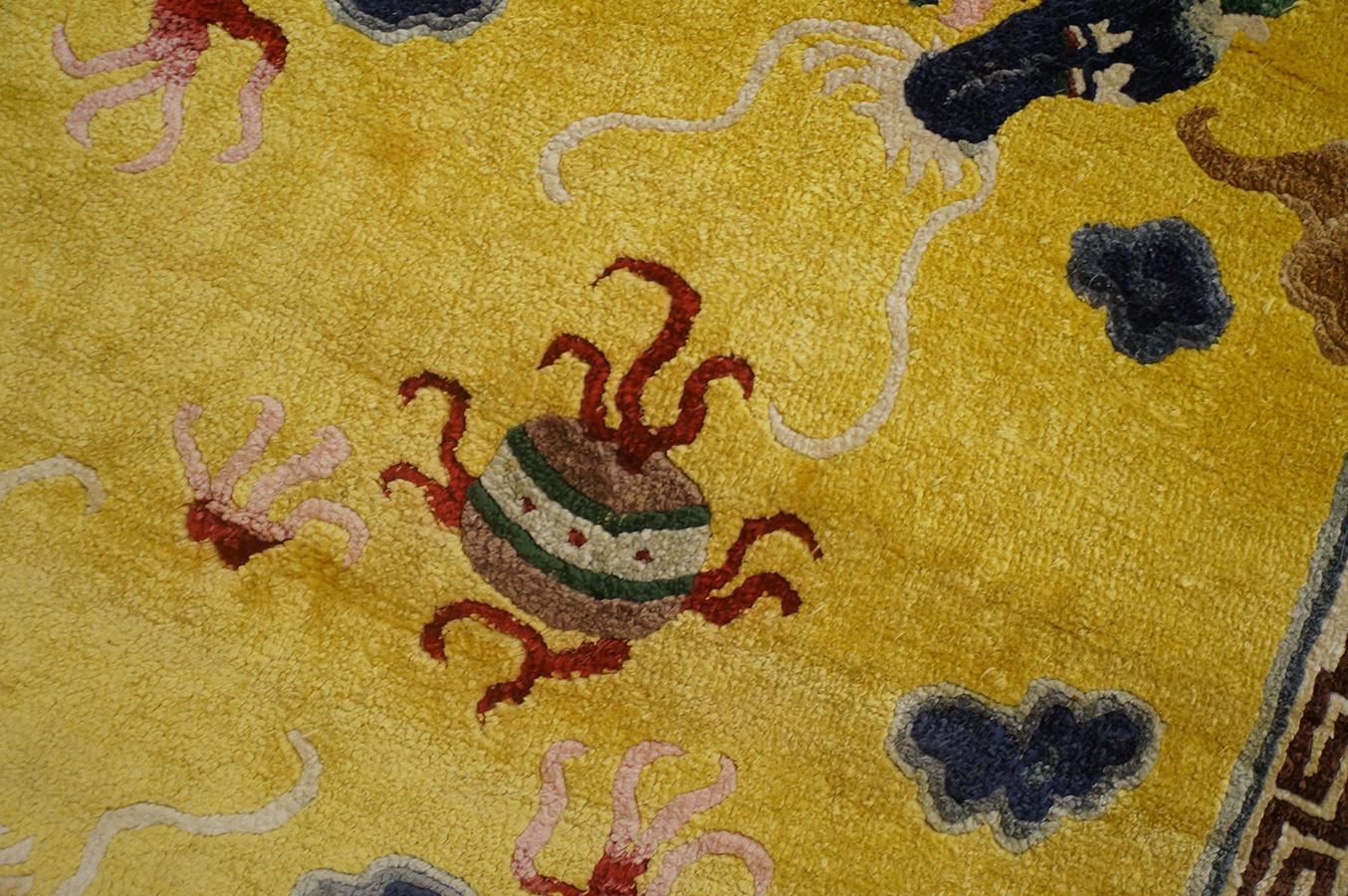 1920s Chinese Silk Dragon Carpet ( 4' x 6' - 122 x 183 ) For Sale 6