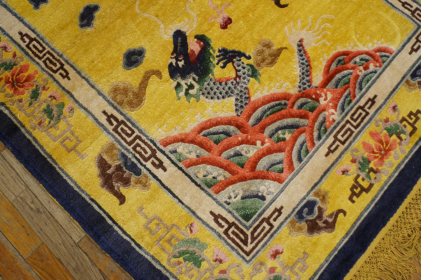 1920s Chinese Silk Dragon Carpet ( 4' x 6' - 122 x 183 ) For Sale 8