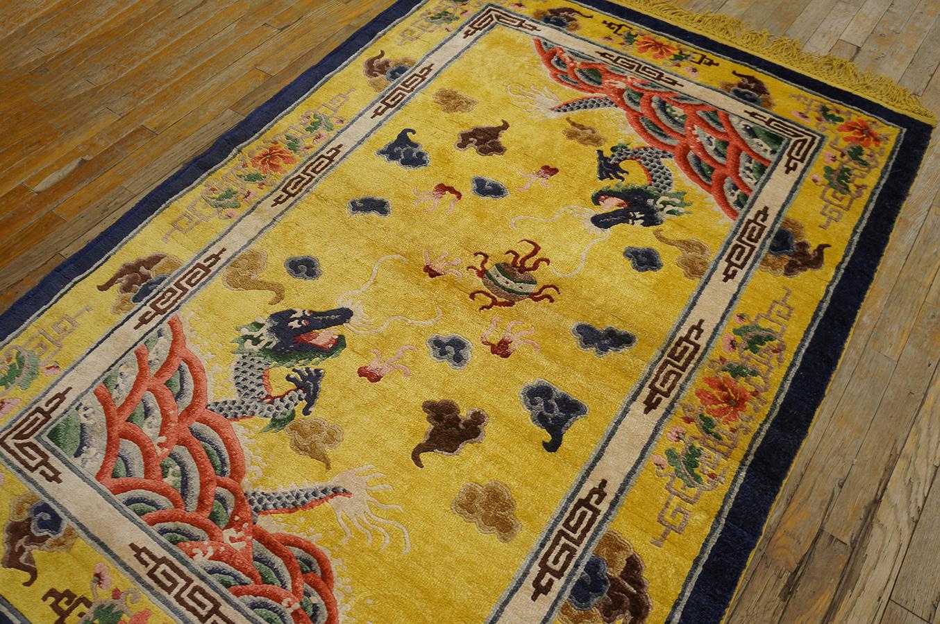 1920s Chinese Silk Dragon Carpet ( 4' x 6' - 122 x 183 ) For Sale 1
