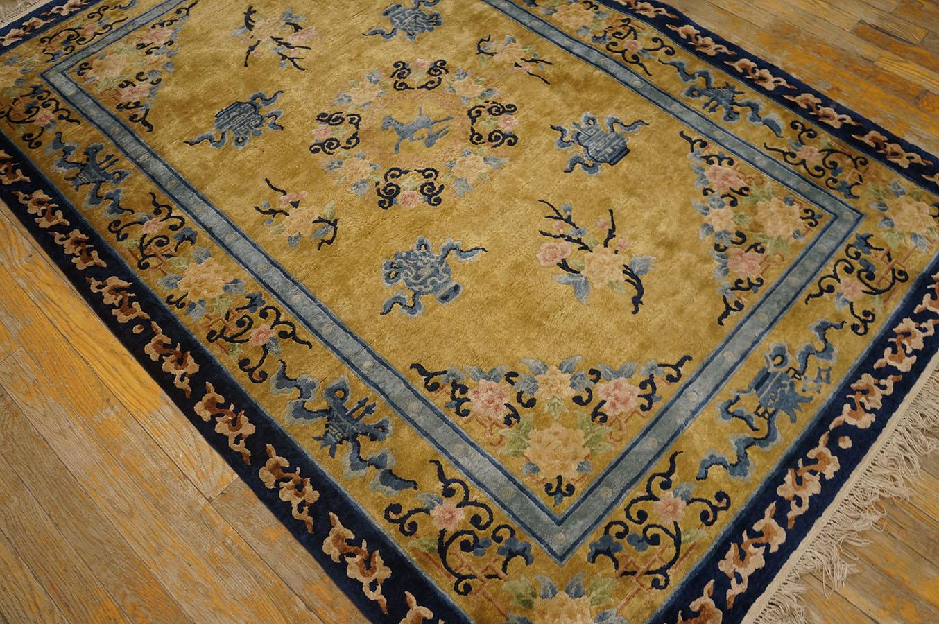 Vintage 1980s Chinese Silk Carpet ( 4'1'' x 6'2