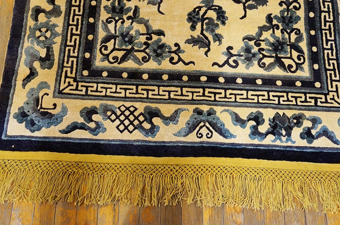 Hand-Knotted Antique Chinese Silk Rug For Sale